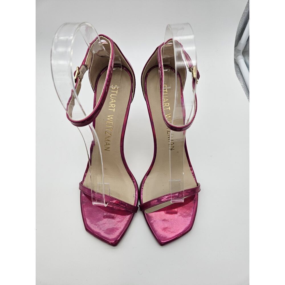 Stuart Weitzman Nudistcurve 100 Stilleto Heel in Pink Fushia Iridesent Women 9 - Picture 3 of 10